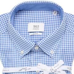 Сорочка мужская 1863 by Eterna Slim Fit 2416-FS14-13 в голубую клеточку