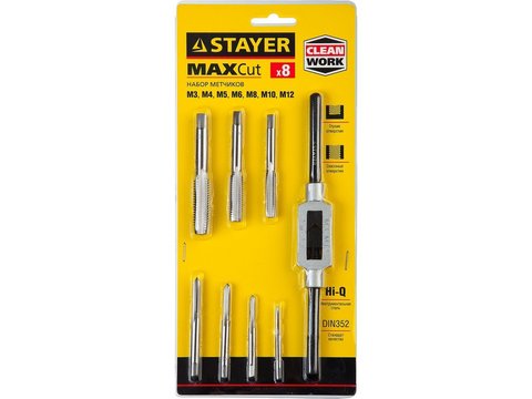 STAYER MaxCut 8 предметов, инструментальная сталь, Набор метчиков (28016-H8)