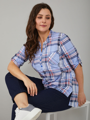 Блузка БЛ-131/клетка-голубая
