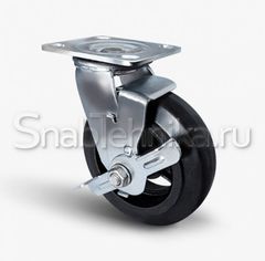 Большегрузная поворотная колесная опора с тормозом SCdb 200 литая черная резина