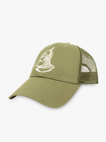Бейсболка с сеткой «Великоросс» цвета зелёного хаки с вышивкой лого