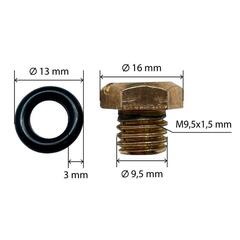 Пробка заливная шестигранная UNITED PARTS d9.5мм, М9.5х1.5мм для садовых насосов и насосных станций от 400/600 Вт (металл)