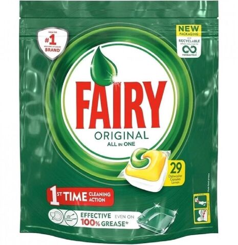 Средство д/мытья посуды FAIRY All In 1 капсулы д/посудомоечных машин Лимон 29 шт БЕЛЬГИЯ