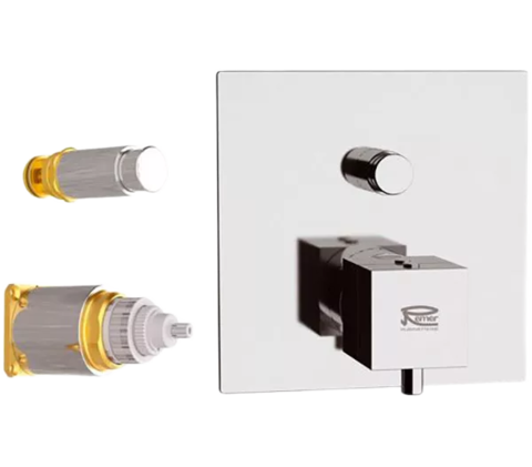 REMER QT09KB Смеситель для ванны/душа термостат на 2 потока скрытый монтаж (заказывать совместно с rrbox) qubika thermo