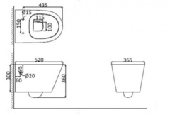 CR1100R Унитаз подвесной (с креплениями) нано белый HDC623WH с сиденьем