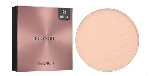 The Saem Eco Soul Luxury Gold Pact 21 Light Beige (Refill) Пудра компактная золотая сменный блок тон 21