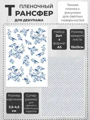 Декупажный пленочный трансфер переводной рисунок 2 шт.