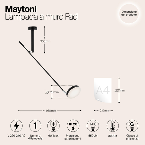 Настенный светильник Maytoni Fad MOD070WL-L6B3K