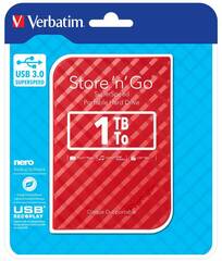 Внешний жесткий диск 1TB Verbatim Store 'n' Go Style, 2.5 дюйма, USB 3.0. Красный