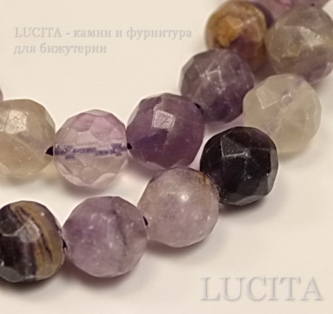 Бусина Флюорит, шарик с огранкой, 8 мм, нить ()