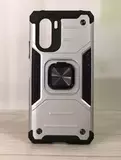 Противоударный чехол Strong Armour Case с кольцом для Xiaomi Poco F3, Mi 11i (Серебро)