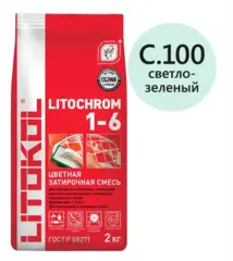 Затирка цементная Litokol Litochrom 1-6 C.100 светло-зелёный/мята 2 кг