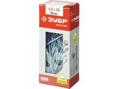 ЗУБР ПШМ, 76 х 4.2 мм, цинк, 100 шт, саморез c пресс-шайбой (4-300191-42-076)