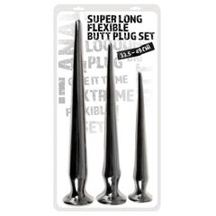 Набор из 3 длинных анальных пробок Super Long Flexible Butt Plug Set - 