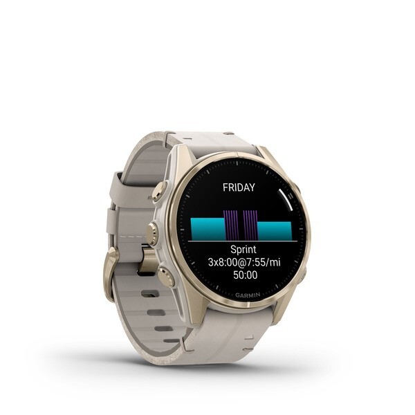 Garmin Fenix 8 43 AMOLED Sapphire soft gold stainless steel with fog gray leather band plus fog gray dark sandstone silicone band GARMIN 139 990