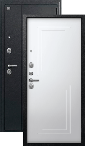 Дверь входная Сезам А-06 (2025), 2 замка, 1 мм металл, (черный сатин+белый кашемир)