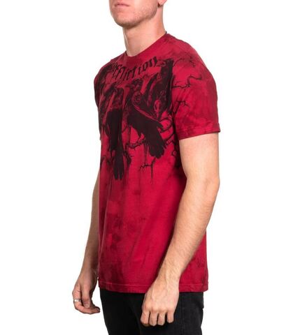 Affliction | Футболка мужская Crows Tee DIRTY RED TEA STAIN A25884DR слева