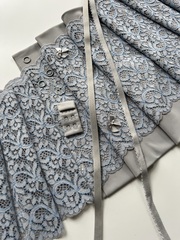 Кружево эластичное серо-голубое 22 см, Китай