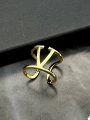 Кольцо широкое Valentino из латуни в позолоте lux