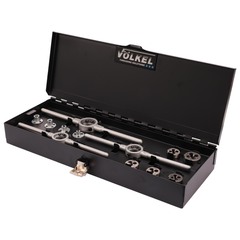 Набор плашек М3-М12 DINEN22568 HSS-G 20/25/30/38мм 19пр Volkel 49599