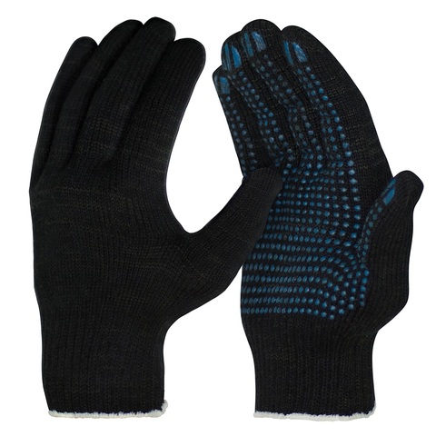 Перчатки 10 класс (6 нитей) с ПВХ черные (10 пар)