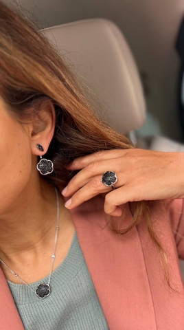 Серьги-трансформеры из серебра с черными микроцирконами коллекция Ton Joli