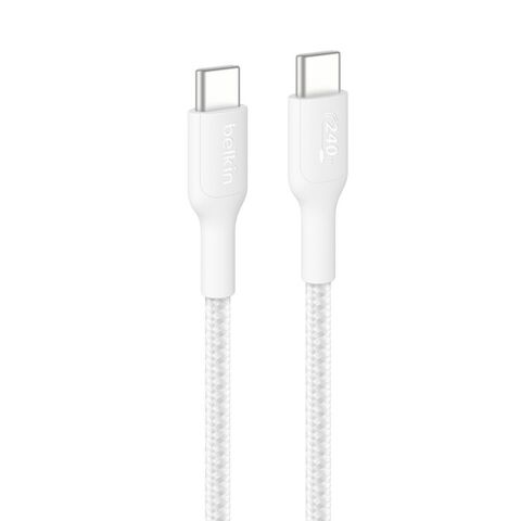 Кабель Belkin Boost Charge Pro 240W USB-C to USB-C Braided PCR Cable, 1м, белый