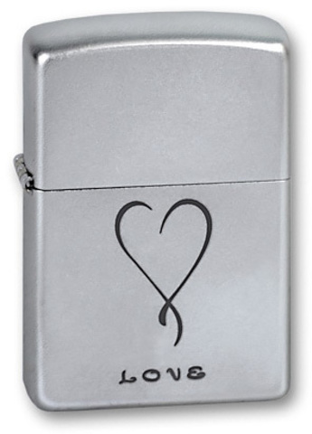 Зажигалка Zippo Love с покрытием Satin Chrome, латунь/сталь, серебристая, матовая, 36x12x56 мм123