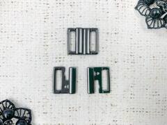 Пряжка-застежка для купальников, металл, ш. 1,5 см, чёрный никель