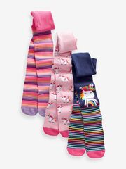 Колготки хлопковые для девочки Next 837-778, 3 шт., Розовый, Темно-синий