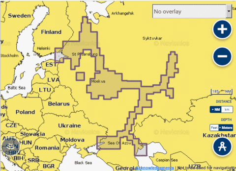 Зона покрытия карты Navionics 52XG