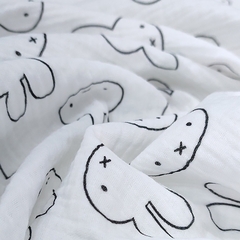 Муслин двухслойный "Зайки на молочном"