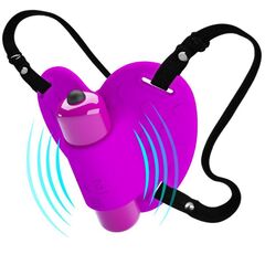 Лиловое сердечко с вибрацией и регулируемыми ремешками Heartbeat - 