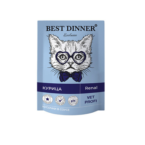 Best Dinner Vet Profi Renal пауч для кошек (курица) кусочки в соусе 85 гр
