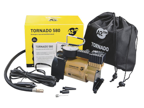 A580C Компрессор автомобильный TORNADO 580, 40л/мин, 12V, 150W (Россия)