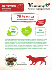 Yummy Linea сухой корм для взрослых собак средних пород (ягненок) 2,5 кг