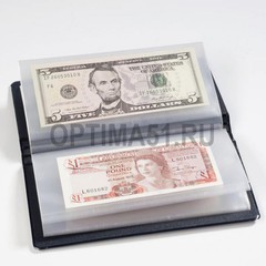 Карманный альбом для банкнот, 20 листов 170 x 85 мм, синий
