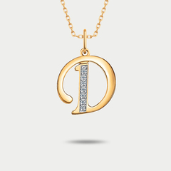 Подвеска-буква "Д" женская из комбинированного золота 585 пробы с фианитами (арт. 5727 "Д")