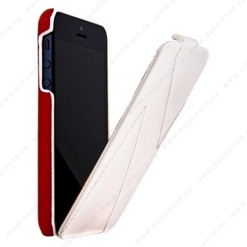 Чехол-флип HOCO для iPhone SE/ 5s/ 5C/ 5 - HOCO Mixed color Leather Case H White&Red