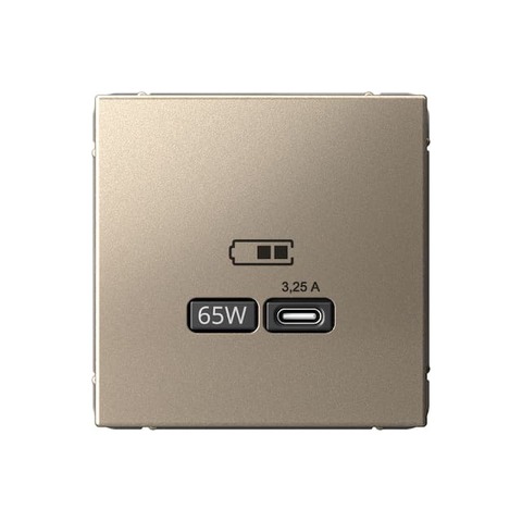 Розетка зарядное устройство USB разъём тип - C 65 Вт c протоколом QC, PD. Цвет Шампань. Systeme electric серия ArtGallery. GAL000527