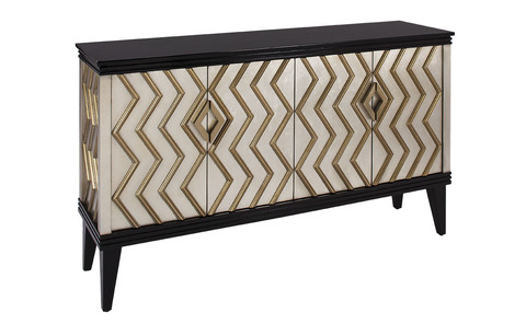 Комод с каменной столешницей 97x41x159см Garda Decor черный с золотом