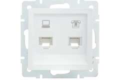 VESNA 742 0288 143 Розетка компьютерная+телефон белая (механизм)