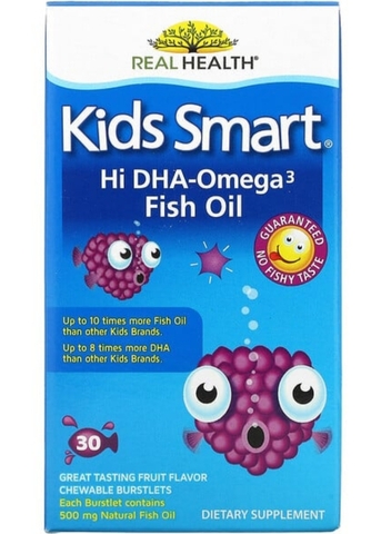 Kids smart, Kids Smart, рыбий жир с высоким содержанием омега-3 и ДГК, великолепный фруктовый вкус, 30 жевательных капсул, лопающихся во рту