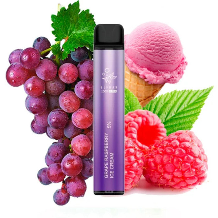 Elf Bar 1500 ULTRA - Grape Raspberry Ice Cream (5% nic) - buy hookah tobacco  at a good price in Poland