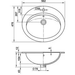 Умывальник встраеваемый Керамин Турин