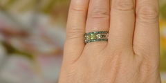 Кольцо с хризолитами (кольцо из серебра).