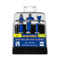 Набор фрез ПРАКТИКА по дереву 6 шт (хвостовик 8 мм) (918-763)