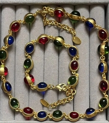 Колье-цепь в винтажном стиле с цветными вставками