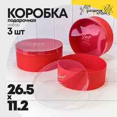 
          Коробка 26.5х11.2 см Набор 3 шт "Дизайнерская" с прозрачной крышкой (Красный)
