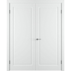 Двустворчатая распашная дверь Аура белая эмаль глухая